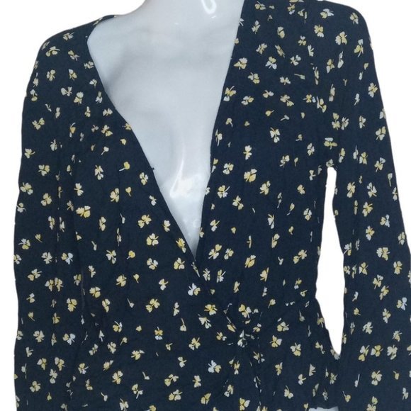 H&M Long Sleeve Blouse Work Summer Puff Sleeve Top Size 2 - Picture 3 of 13